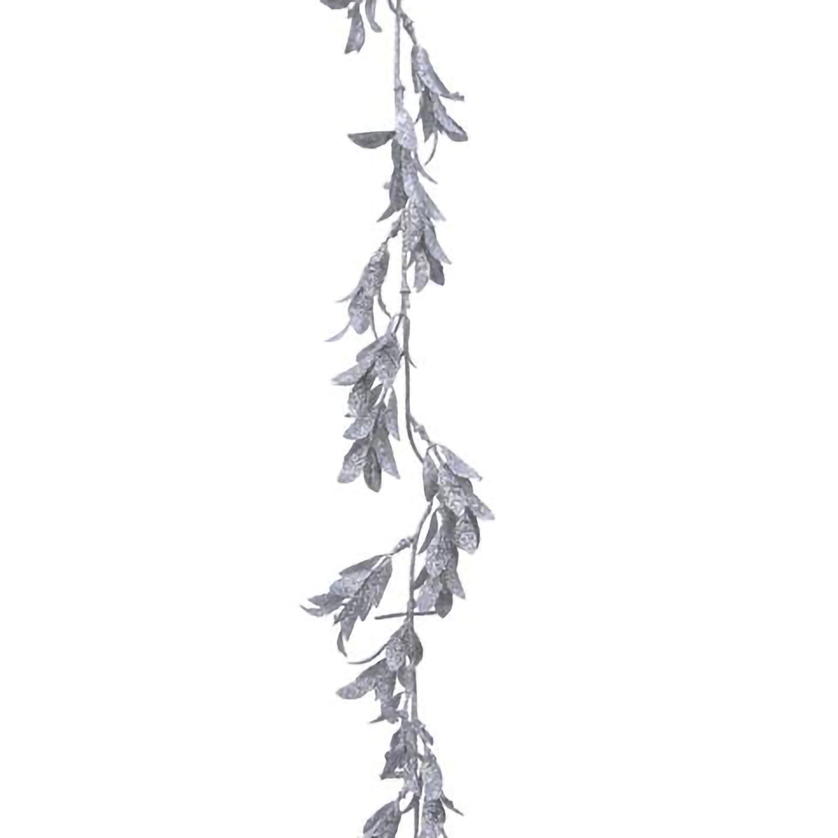 1.8m Glitter Leaf Silver Wire Decorative Garland