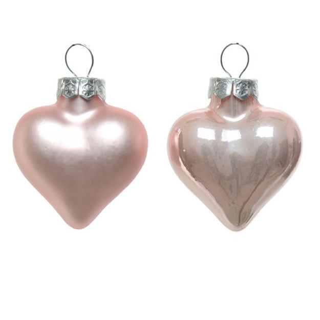 Pack of 12 Blush Pink Heart Christmas Tree Baubles