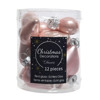 Pack of 12 Blush Pink Heart Christmas Tree Baubles