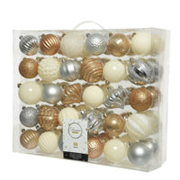 Set of 60 Butterscotch White and Silver Christmas Tree Baubles