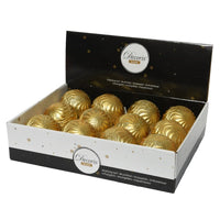 Set of 12 Gold Shatterproof Baubles Christmas Tree Decorations