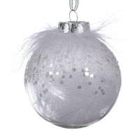 Set of 12 Shatterproof White Feather Christmas Tree Baubles
