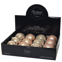 Set of 12 Pink Assorted Glass Christmas Tree Baubles