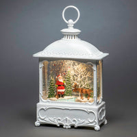 Santa and Reindeer White Water Spinner Lantern Decoration - 3