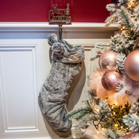 Grey Luxury Faux Fur Christmas Stocking