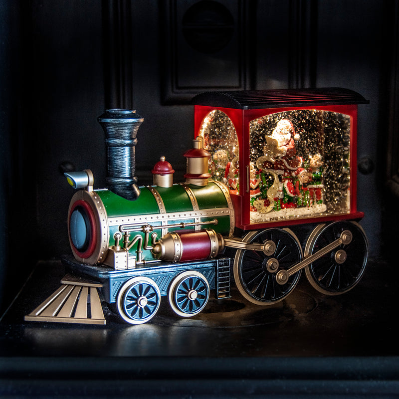 Santa in Traditional Christmas Train Magical Water Spinner