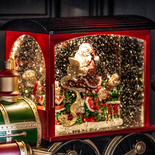 Santa in Traditional Christmas Train Magical Water Spinner