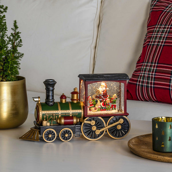 Santa in Traditional Christmas Train Magical Water Spinner
