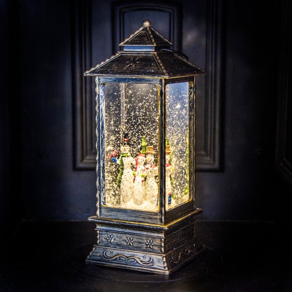 Oblong Lantern Water Spinner with Snowman Design