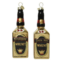 Twin Pack of Gold Whiskey Bottle Novelty Tree Decorations