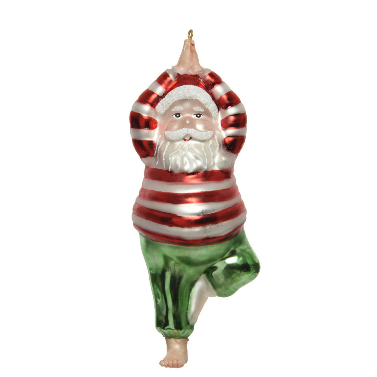Yoga Pose Santa Glass Christmas Tree Decoration