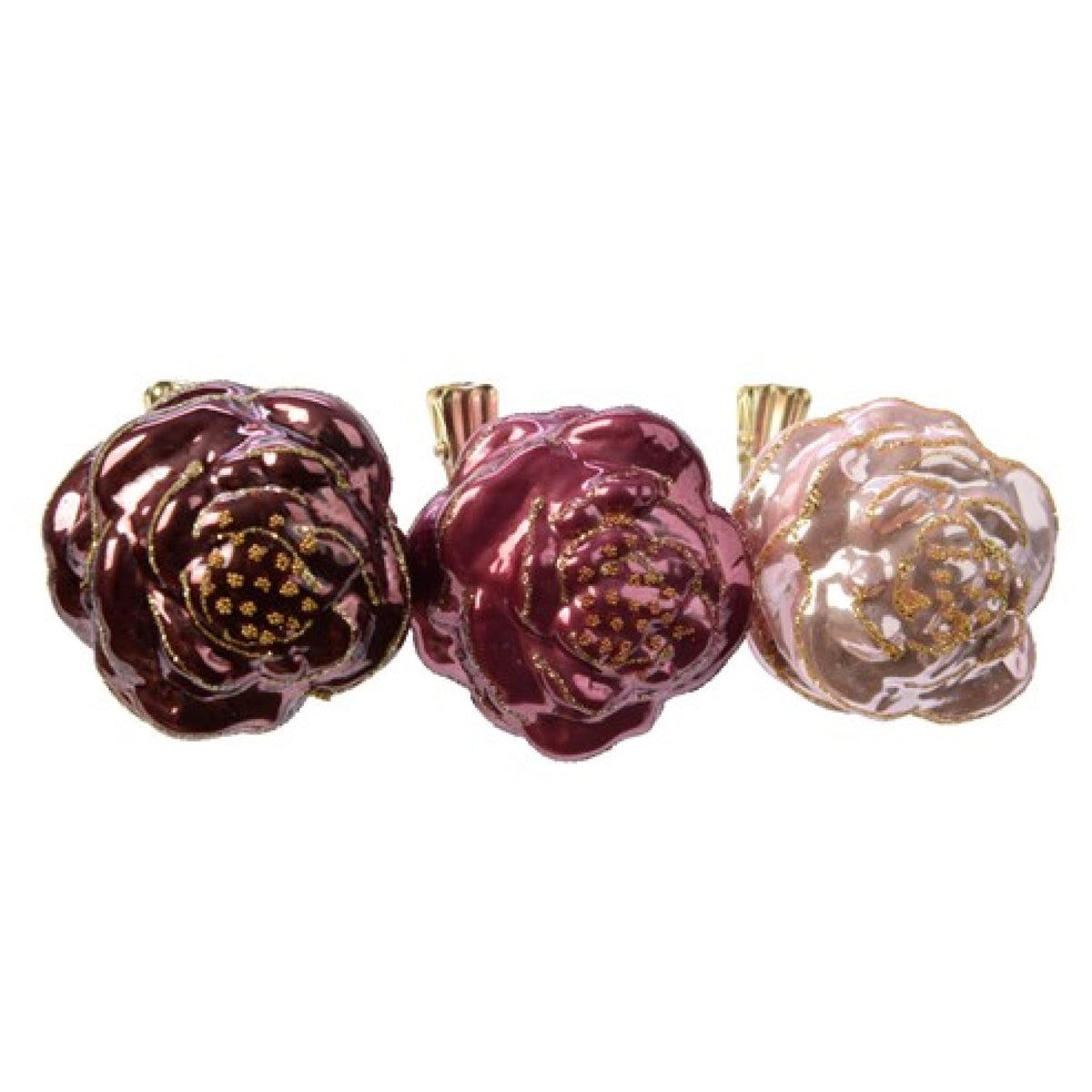 Pack of 3 Glass Flower Tree Decorations
