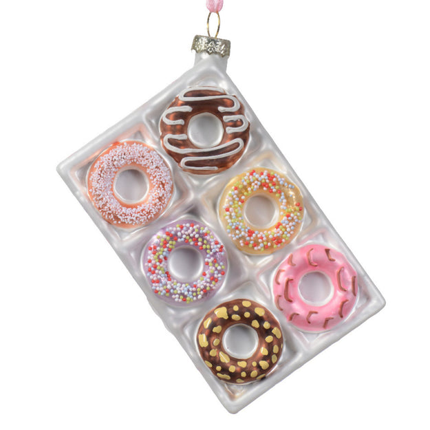 Tray of 6 Donuts Glass Christmas Tree Decoration