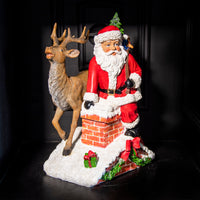 Santa on Chimney with Reindeer Christmas Display
