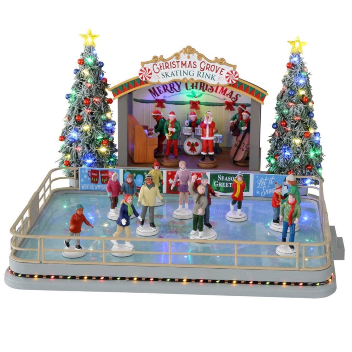 Lemax Christmas Animated Grove Ice Skating Rink Village Scene