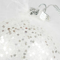 Set of 12 Shatterproof White Feather Christmas Tree Baubles