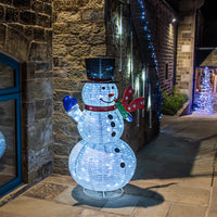 1.8m Collapsable Snowman with Scarf and 200 LEDs