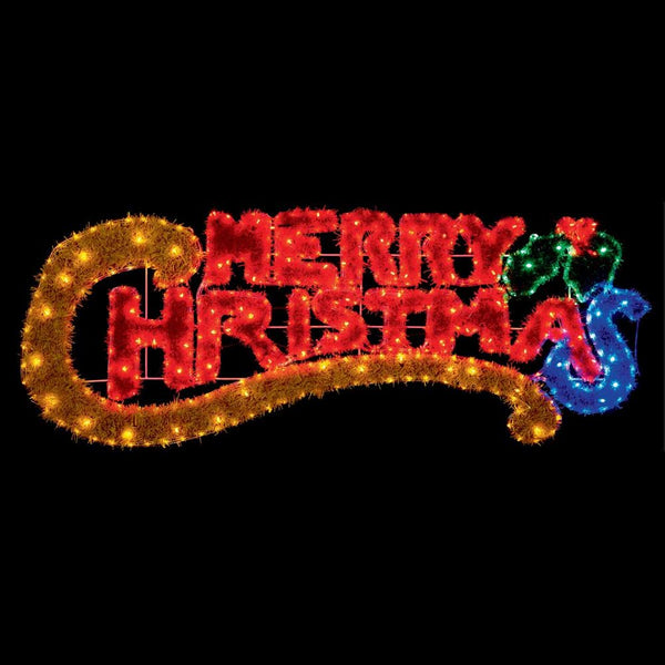 1.45m Large Merry Christmas Tinsel Silhouette Motif Rope Light