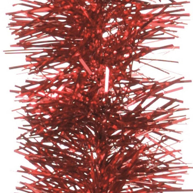 2m Fine Cut Red Christmas Tinsel ~ 7.5cm