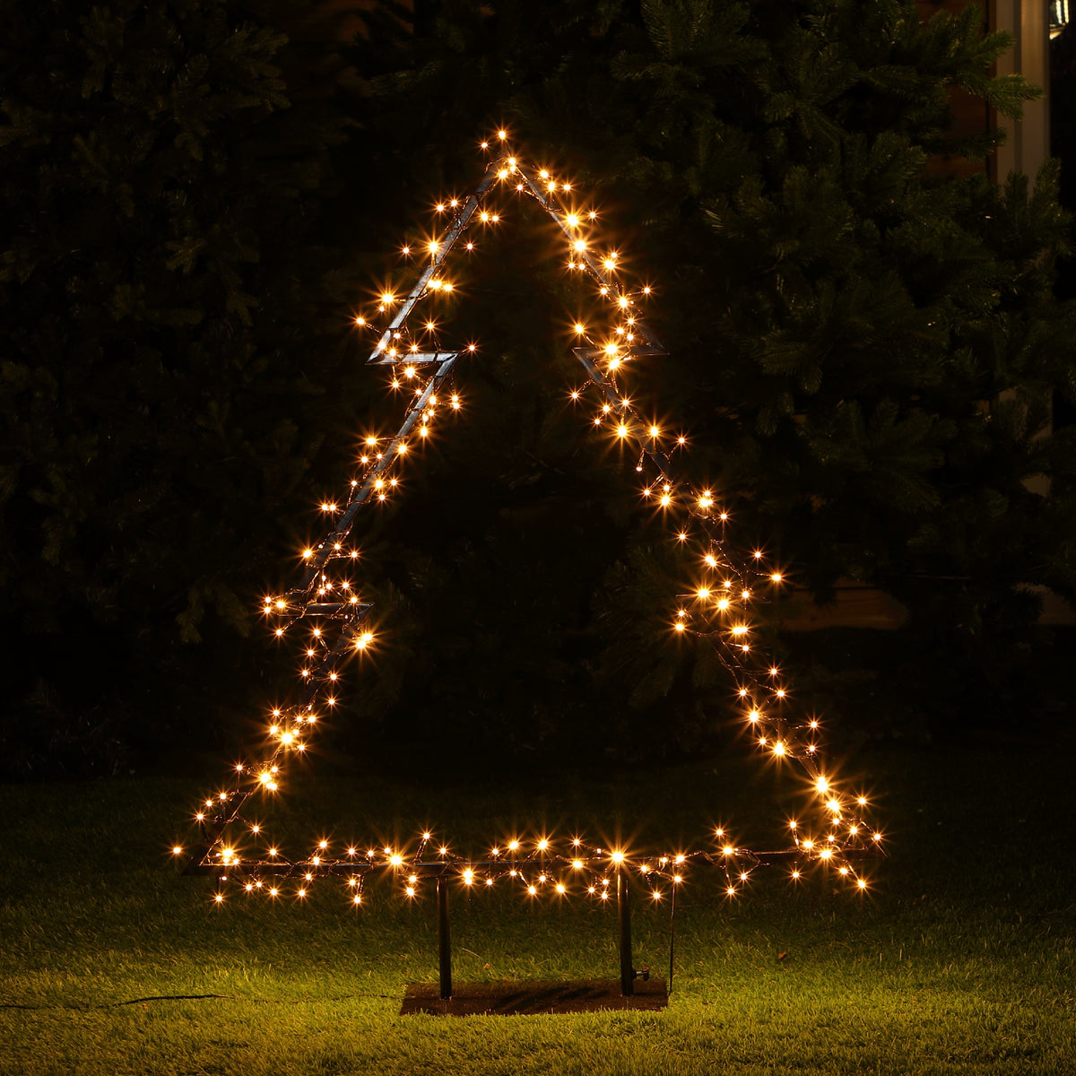80cm Black Metal Christmas Tree Stake Light with 225 Warm White LED's