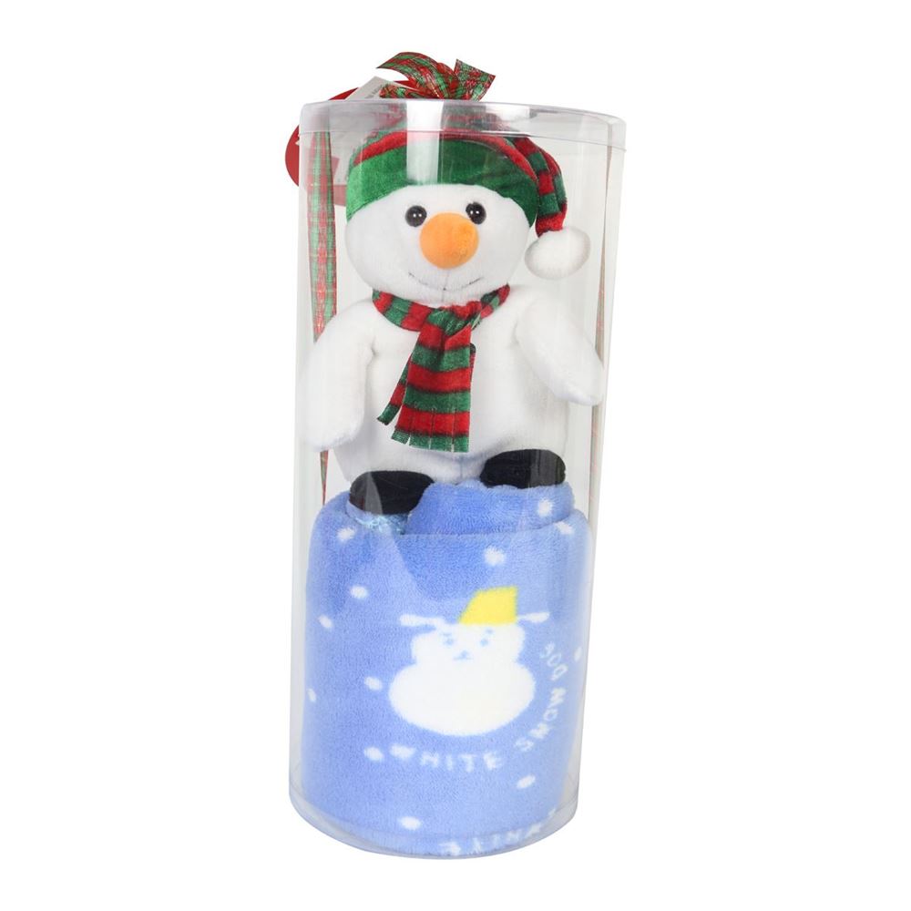 Christmas Plush Snowman with Supersoft Blanket