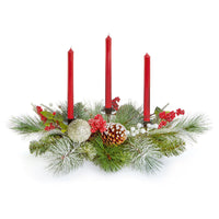 70cm Natural Pine Cone and Berry Candle Christmas Table Centrepiece