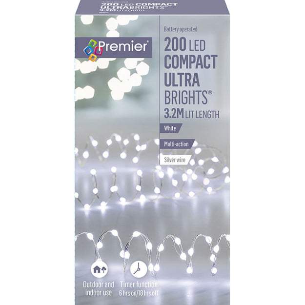 200 LED White Compact Multi Action Ultrabright Battery Lights