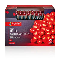 100 Red LED Multi Action Pearl Berry String Lights
