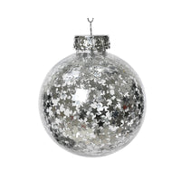 Tray of 12 Silver Star Design Christmas Shatterproof Tree Baubles