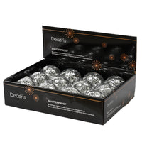 Tray of 12 Silver Star Design Christmas Shatterproof Tree Baubles
