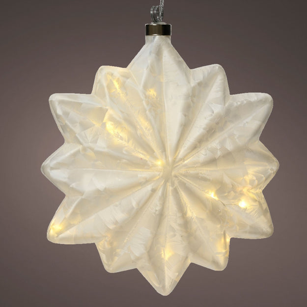 19cm Frosted Glass Hanging Flower with Warm White LED's