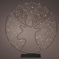 Circle Metal Frame with Reindeer Silhouette and 180 Warm White LED's