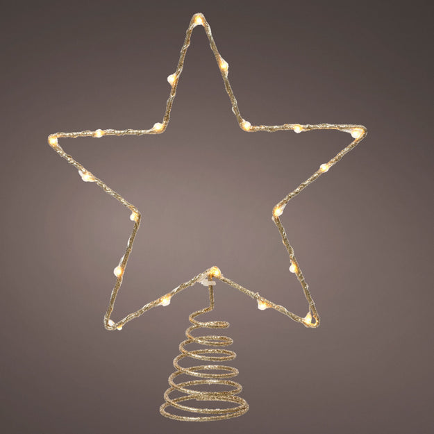 Gold Star Tree Topper with 20 Warm White LED's