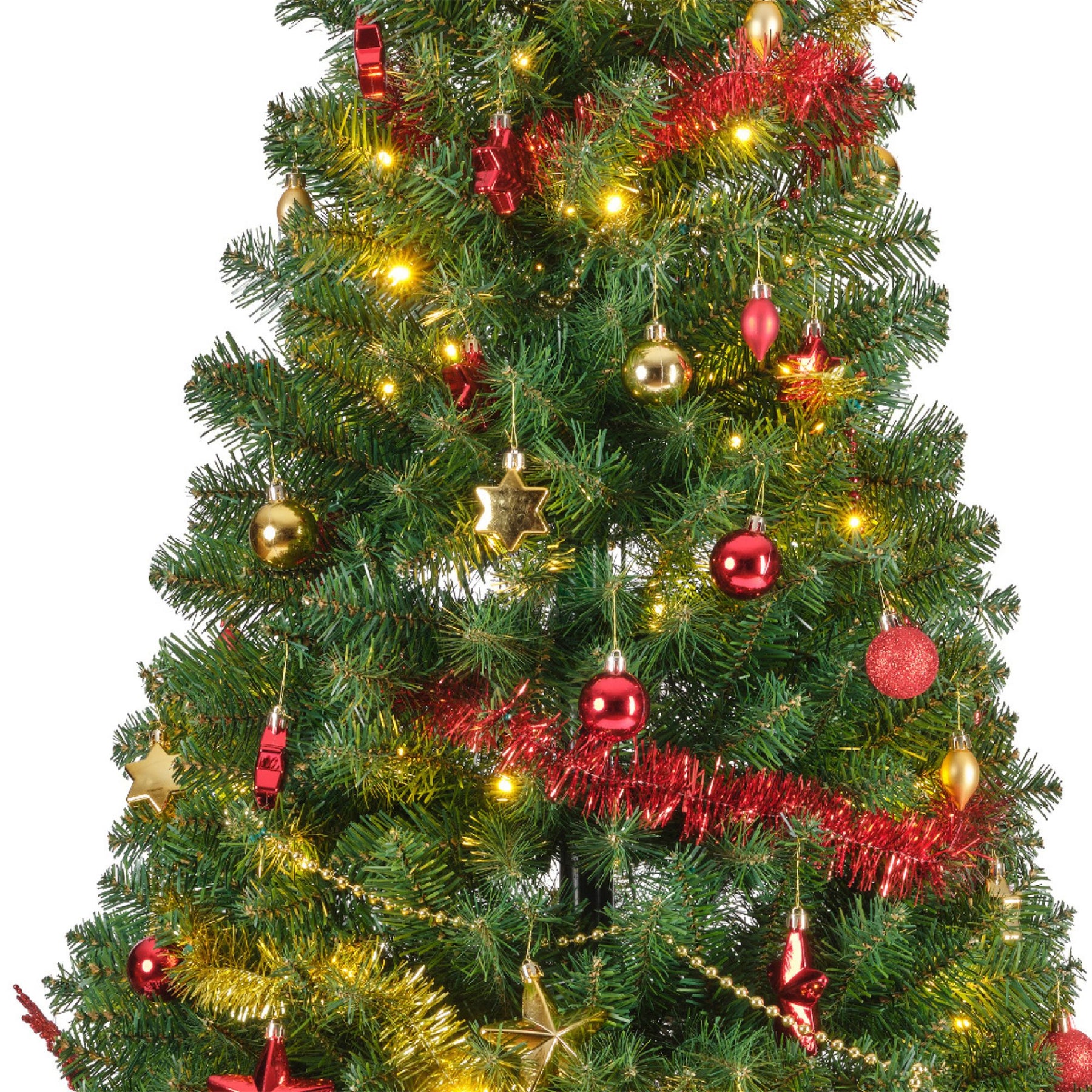 7ft Red and Gold Pop Up Christmas Tree Pre Lit and Pre Decorated