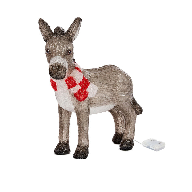 Festive Nativity Donkey Christmas Acrylic with Cool White LEDs