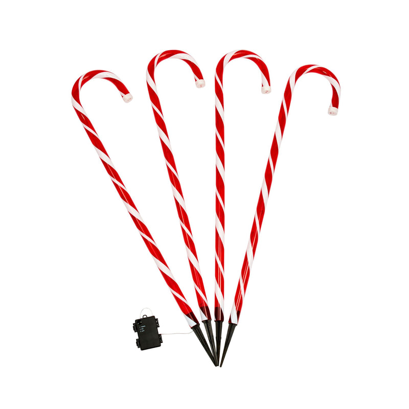 Set of 4 Extra Large Candy Cane Battery Powered Christmas Pathfinder Stake Lights