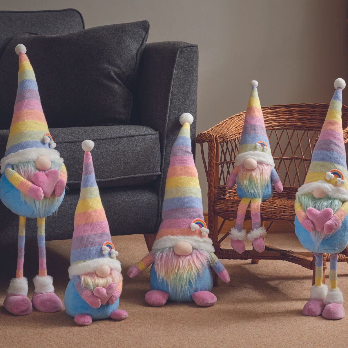 Large 66cm Standing Pastel Rainbow Gonk