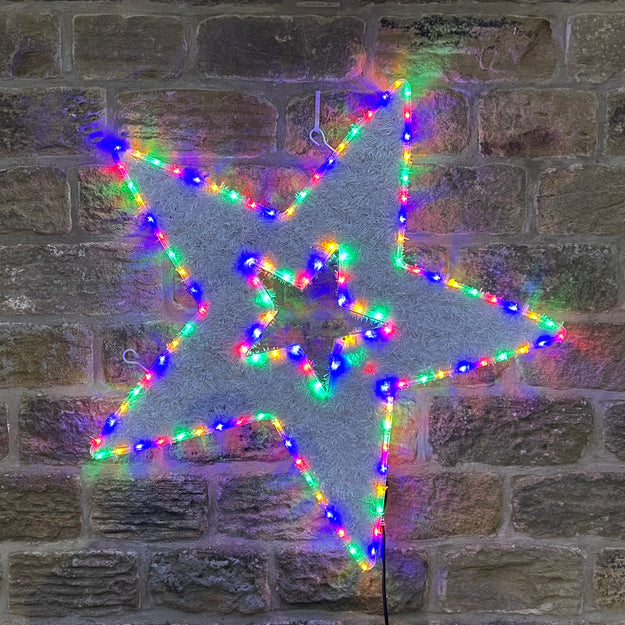95cm Christmas Star Tinsel Rope Light with 120 Multi Coloured LEDs