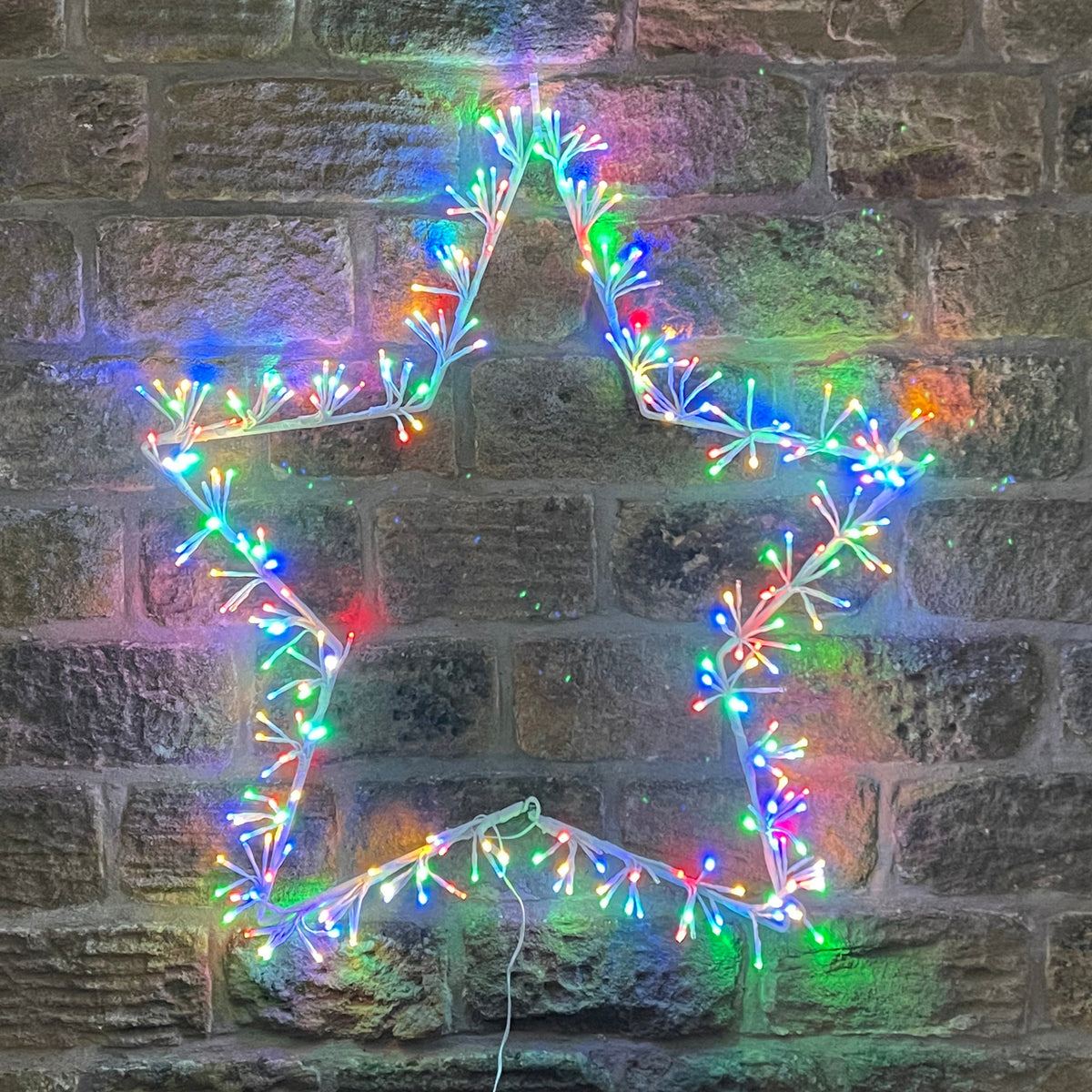 90cm White Star Cluster with 320 Multi Coloured Twinkle LEDs