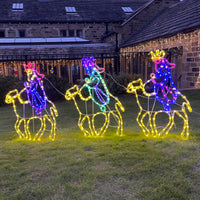 Three Wise Men on Camels Christmas Nativity Rope Light Silhouettes