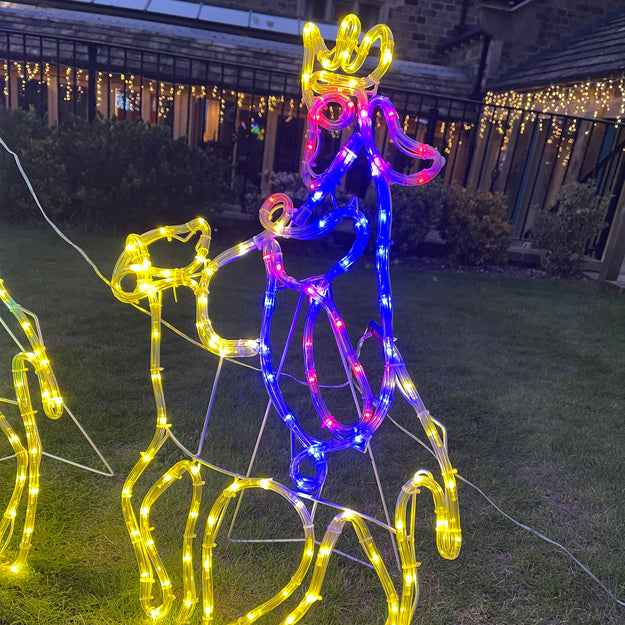 Three Wise Men on Camels Christmas Nativity Rope Light Silhouettes