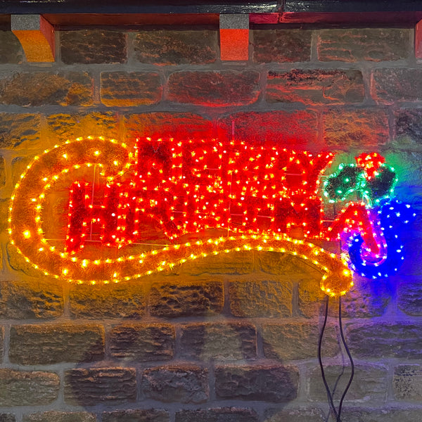 1.45m Large Merry Christmas Tinsel Silhouette Motif Rope Light