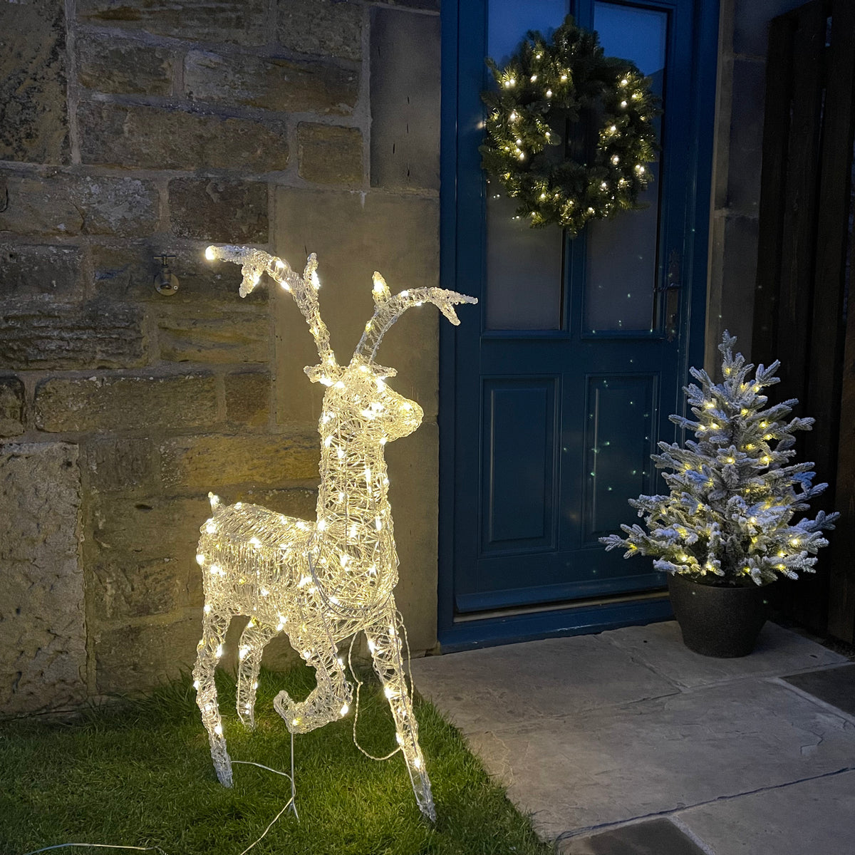 Soft Acrylic Leg Up Reindeer with Warm White LEDs