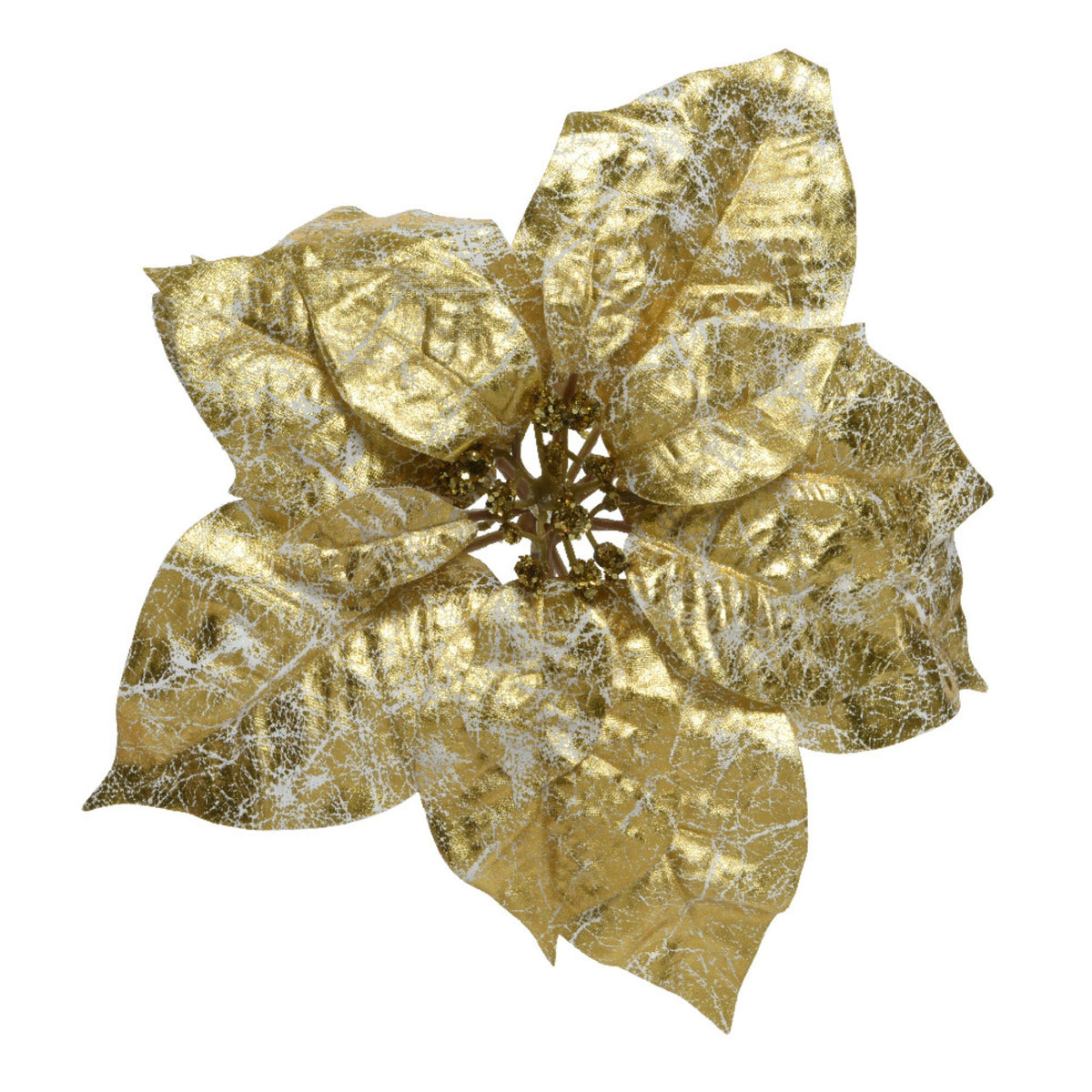 Gold Poinsettia Clip On Christmas Tree Decoration