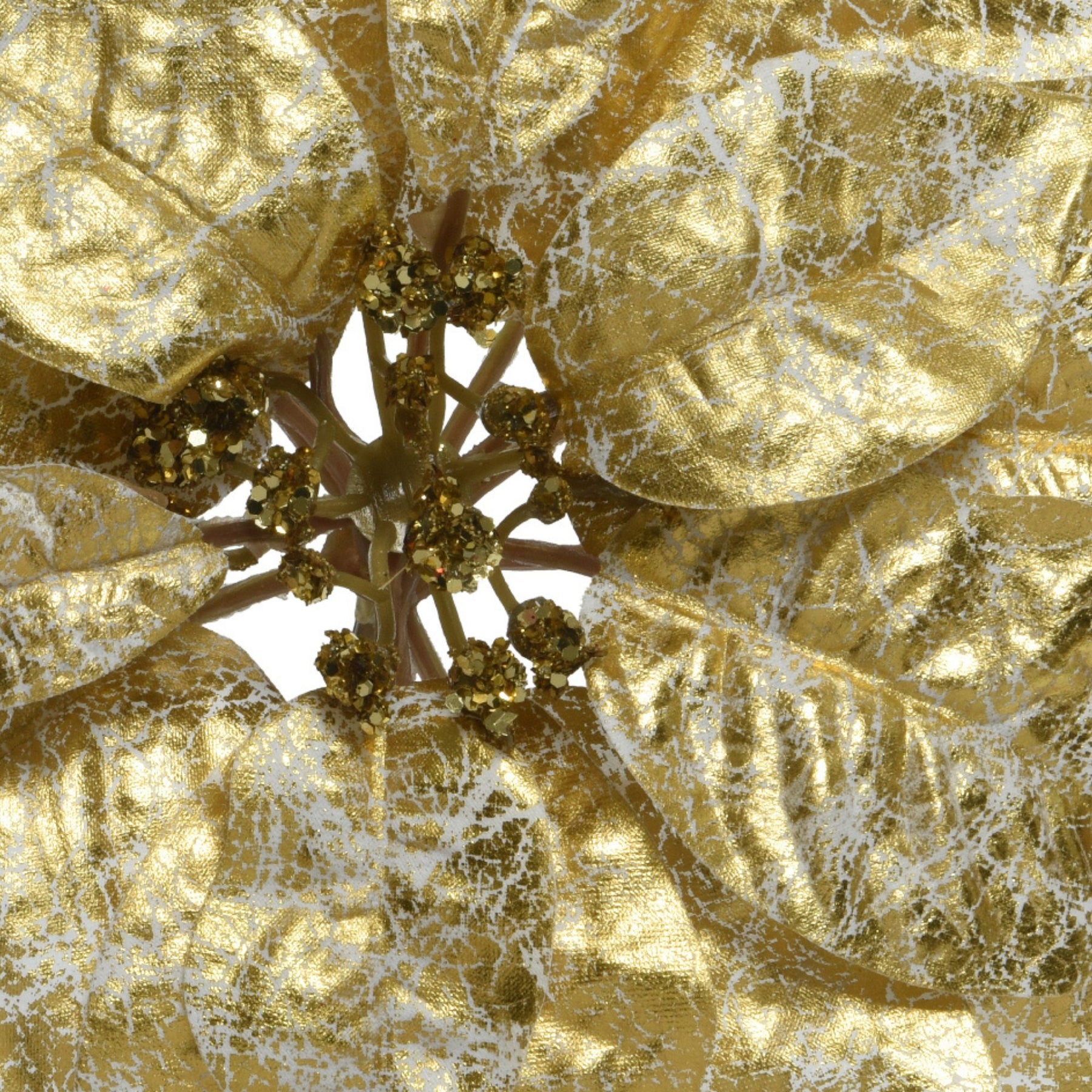 Gold Poinsettia Clip On Christmas Tree Decoration