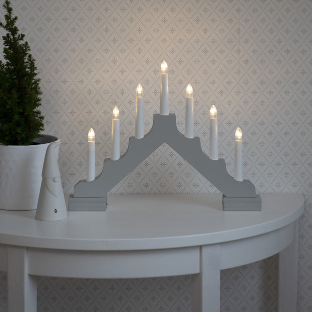 Traditional Grey Christmas Candle Bridge Battery Operated