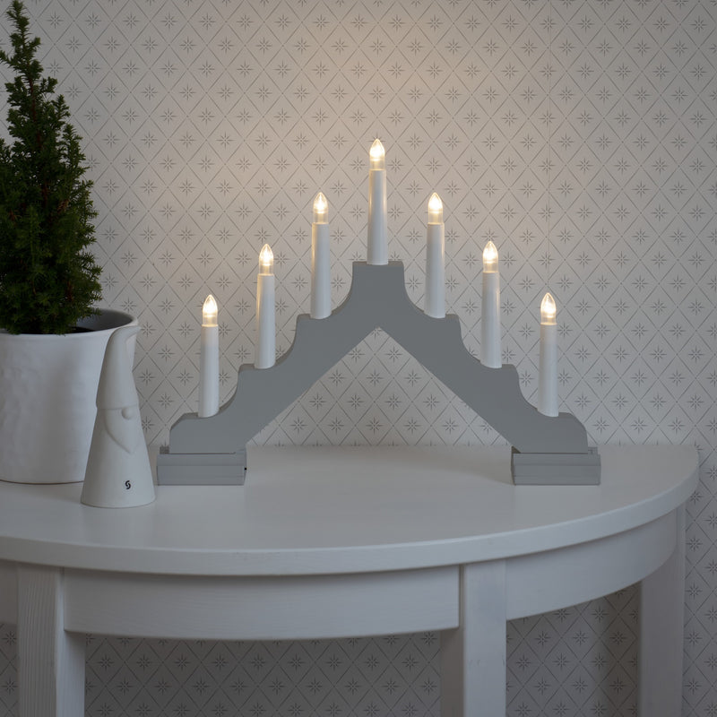Traditional Grey Christmas Candle Bridge Battery Operated