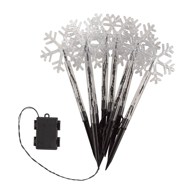 Set of 8 Festive Snowflake Christmas Pathfinder Stake Lights