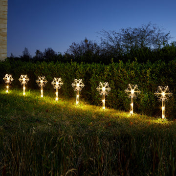 Set of 8 Festive Snowflake Christmas Pathfinder Stake Lights