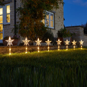 Set of 8 Festive Star Christmas Pathfinder Stake Lights